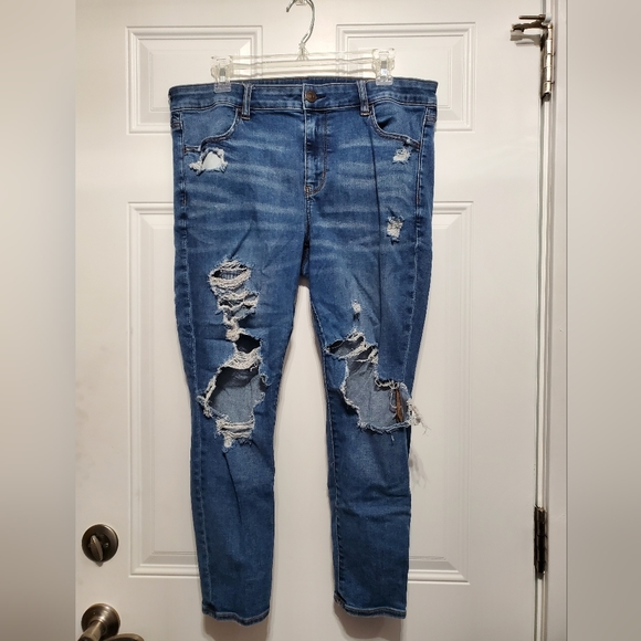 American Eagle Cropped Jeggings Destroyed size 16 SHORT - Picture 2 of 16